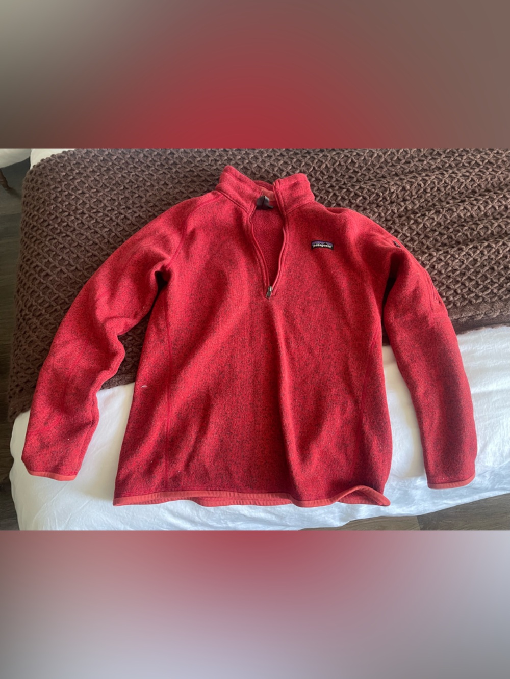 Patagonia Red Quarter-Zip Fleece Pullove